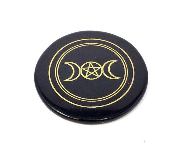 Black Agate Triple Moon Altar Tile