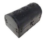 Triple Pentagram Black Wooden Chest with Latch