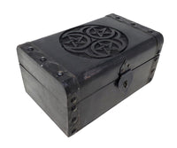 Pentacle in Triple Moon Carved Wooden Box with latch