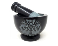Tree of Life Soapstone Mortar and Pestle