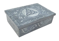 Triquetra Carved Soapstone Box 4x6"