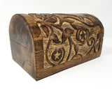 Raven and Pentacle Carved Wooden Chest