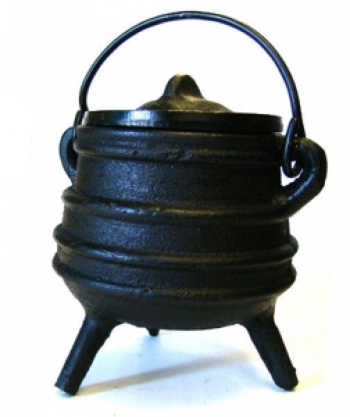 Banded Cast Iron Cauldron with lid 4.5"