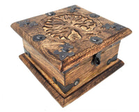 Tree of Life Carved Wooden Box with Latch 6x6"