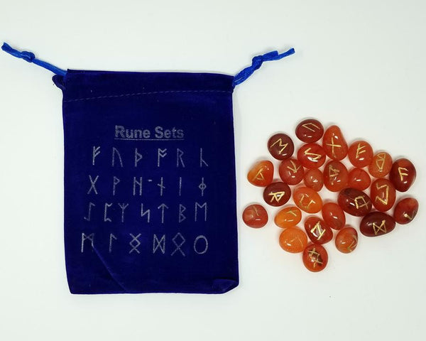 Carnelian Runestone Set with Bag